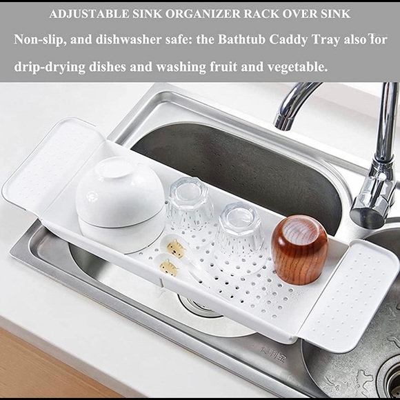 Expendable Bath Tub Caddy Tray Dish Holder Set Shelf Organizer - Picture 8 of 8